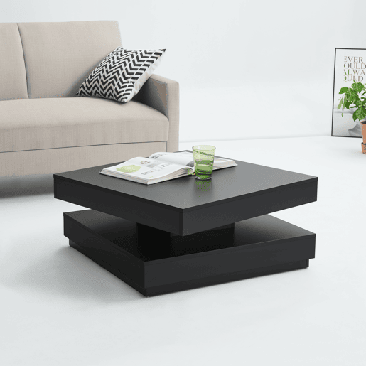 Mesa de centro Florenz tampo giratório 76x76x38 cm Preto en.casa