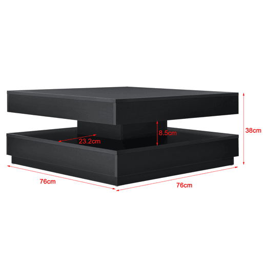 Mesa de centro Florenz tampo giratório 76x76x38 cm Preto en.casa