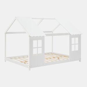 Tostedt cama de criança em forma de casa com janelas de pinho 120 x 200 cm - Branco en.casa