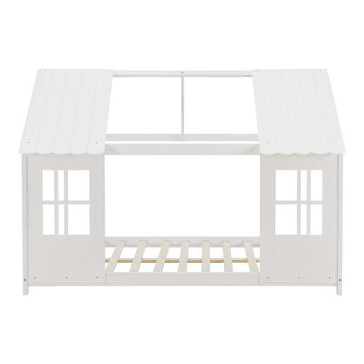 Tostedt cama de criança em forma de casa com janelas de pinho 120 x 200 cm - Branco en.casa