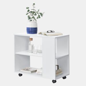 Mesa de centro Älvdalen com rodízios bloqueáveis e prateleira de aglomerado 60 x 70 x 35 cm - Branco en.casa