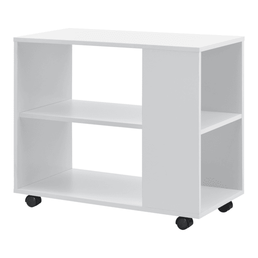 Mesa de centro Älvdalen com rodízios bloqueáveis e prateleira de aglomerado 60 x 70 x 35 cm - Branco en.casa