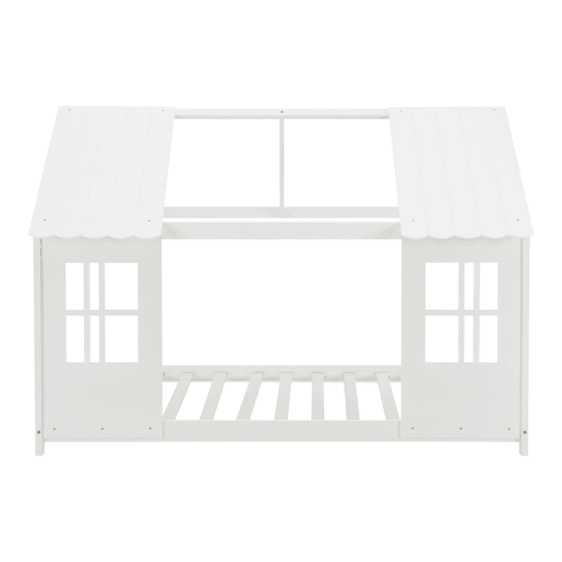 Cama de criança Tostedt em forma de casa com janelas e colchão 90 x 200 cm pinho - Branco en.casa