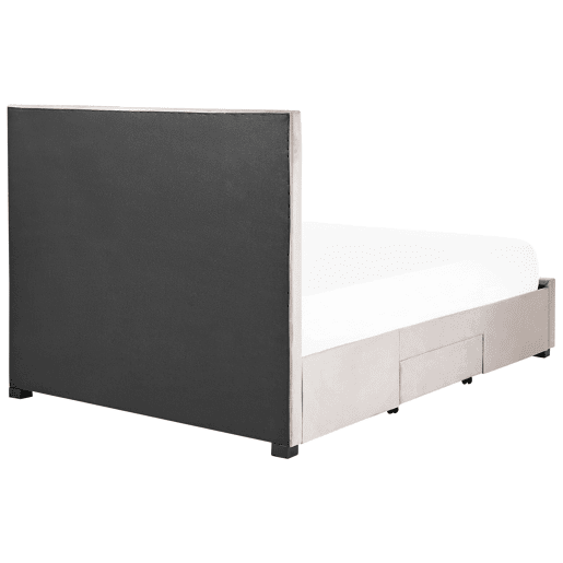 Cama com gavetas de arrumação Veludo LIEVIN 140 x 200 cm Creme