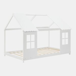 Cama de criança Tostedt em forma de casa com janelas de pinho 90 x 200 cm - Branco en.casa