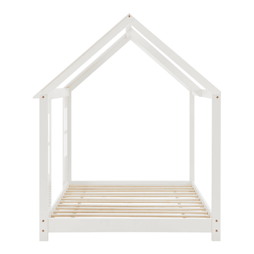 Cama de criança Tostedt em forma de casa com janelas de pinho 90 x 200 cm - Branco en.casa