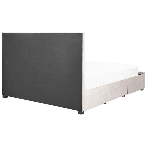 Cama com gavetas de arrumação Veludo LIEVIN 180 x 200 cm Creme