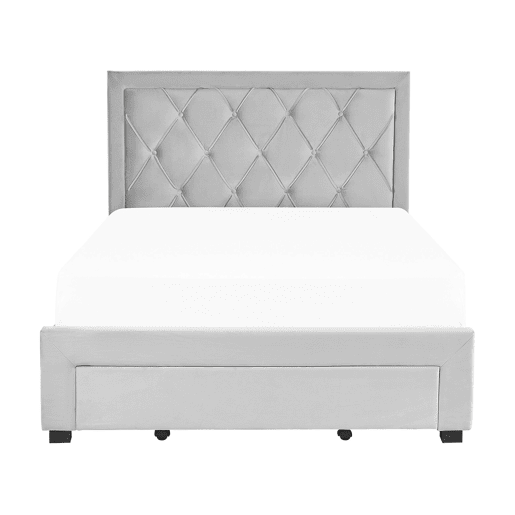 Cama com gavetas de arrumação Veludo LIEVIN 140 x 200 cm Cinzento claro
