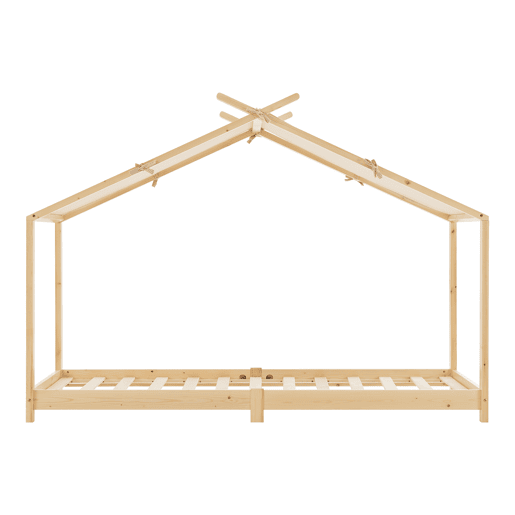 Cama de criança Brome em forma de casa com teto amovível em madeira de pinho 90 x 200 cm - Natural e Bege en.casa