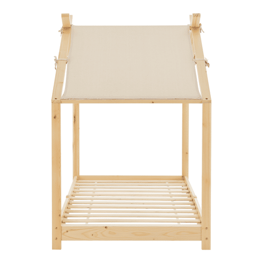 Cama de criança Brome em forma de casa com teto amovível em madeira de pinho 90 x 200 cm - Natural e Bege en.casa