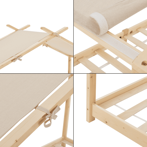 Cama de criança Brome em forma de casa com teto amovível em madeira de pinho 90 x 200 cm - Natural e Bege en.casa
