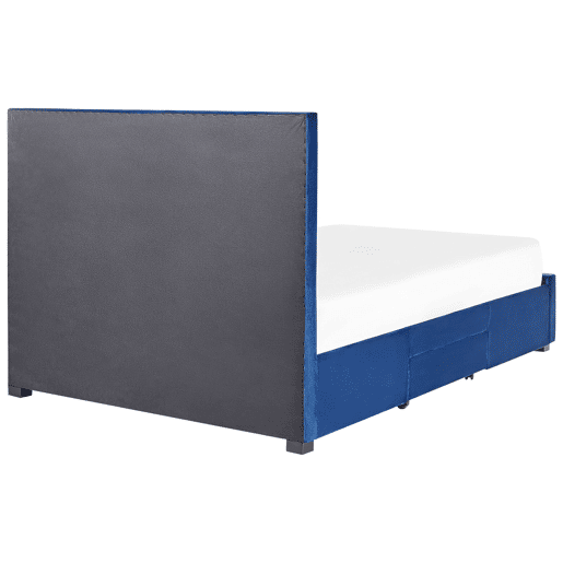 Cama com gavetas de arrumação Veludo LIEVIN 140 x 200 cm Azul marinho