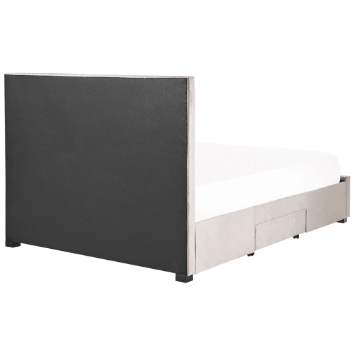 Cama com gavetas de arrumação Veludo LIEVIN 160 x 200 cm Creme