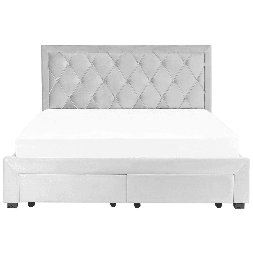 Cama com gavetas de arrumação Veludo LIEVIN 180 x 200 cm Cinzento claro