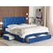 Beliani Cama con cajones Terciopelo LIEVIN 185x217 Beliani Cama con cajones Terciopelo LIEVIN 185x217 Azul Marino