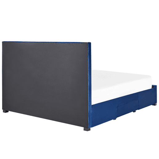 Cama com gavetas de arrumação Veludo LIEVIN 180 x 200 cm Azul marinho