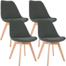Juego de 4 sillas de comedor Linares Tela Gris oscuro 50X49X83 cm