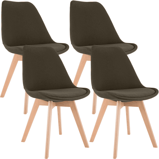 Juego de 4 sillas de comedor Linares Tela Marrón 50X49X83 cm