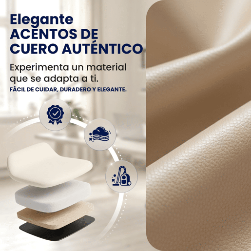 Sillon de oficina Pacific con funcion de masaje Cuero auténtico Crema 64X69X118 cm