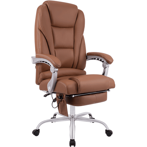 Sillon de oficina Pacific con funcion de masaje Cuero auténtico Marrón claro 64X69X118 cm