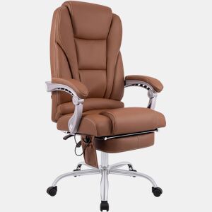 Sillon de oficina Pacific con funcion de masaje Cuero auténtico Marrón claro 64X69X118 cm