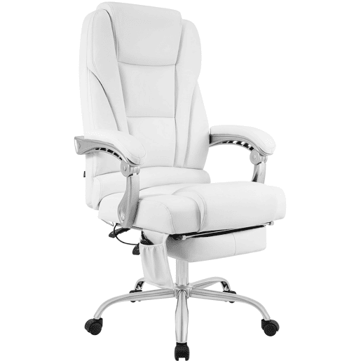 Sillon de oficina Pacific con funcion de masaje Cuero auténtico Blanco 64X69X118 cm