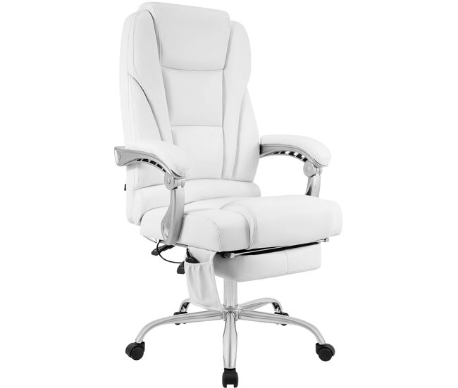 Sillon de oficina pacific con funcion de masaje cuero auténtico blanco 64x69x118 cm