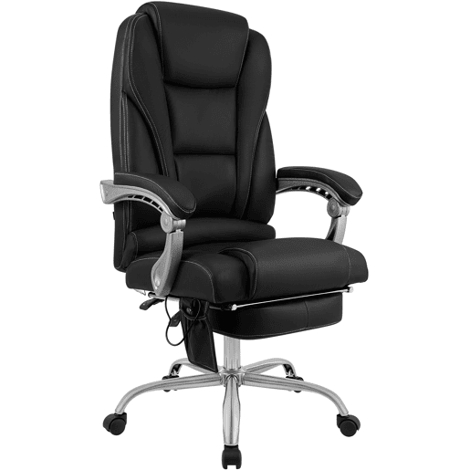 Sillon de oficina Pacific con funcion de masaje Cuero auténtico Negro 64X69X118 cm