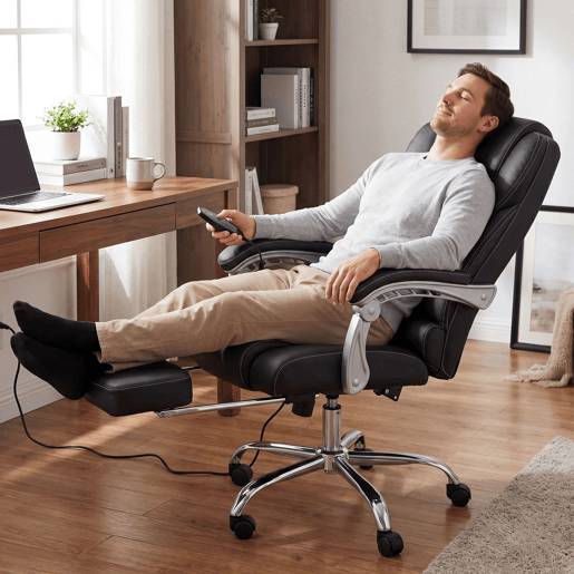 Sillon de oficina Pacific con funcion de masaje Cuero auténtico Negro 64X69X118 cm