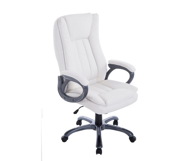 Silla de oficina xl bern simil cuero blanco 73x65x114 cm