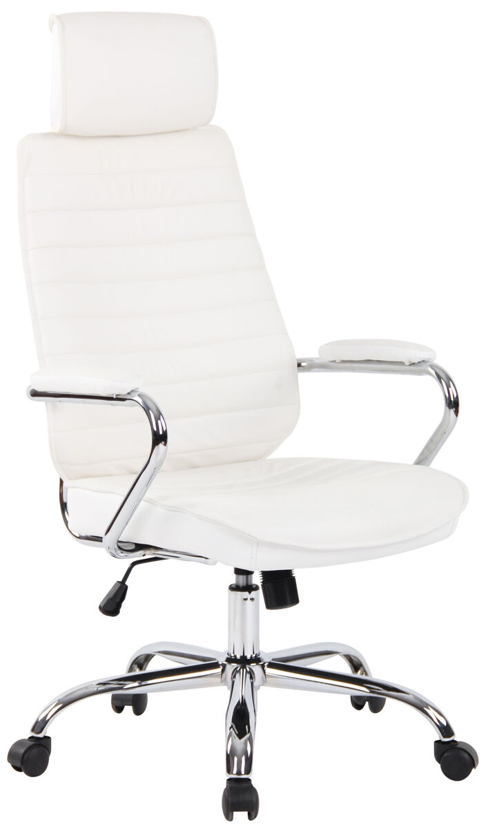 Silla de oficina rako de cuero auténtico blanco 57x59x117 cm