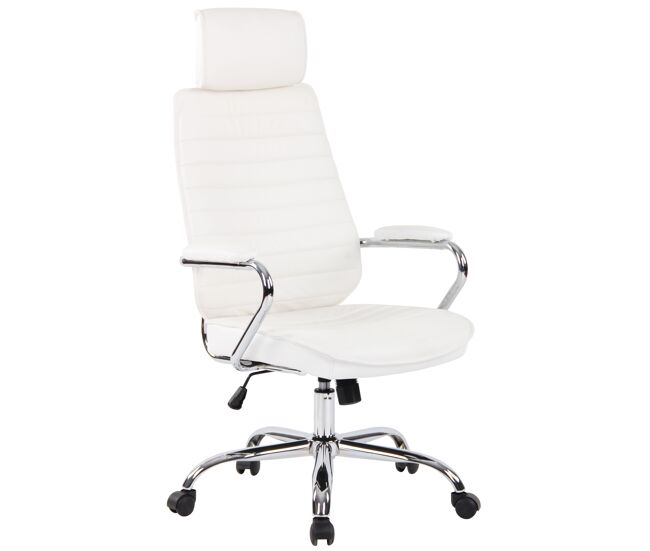 Silla de oficina rako de cuero auténtico blanco 57x59x117 cm