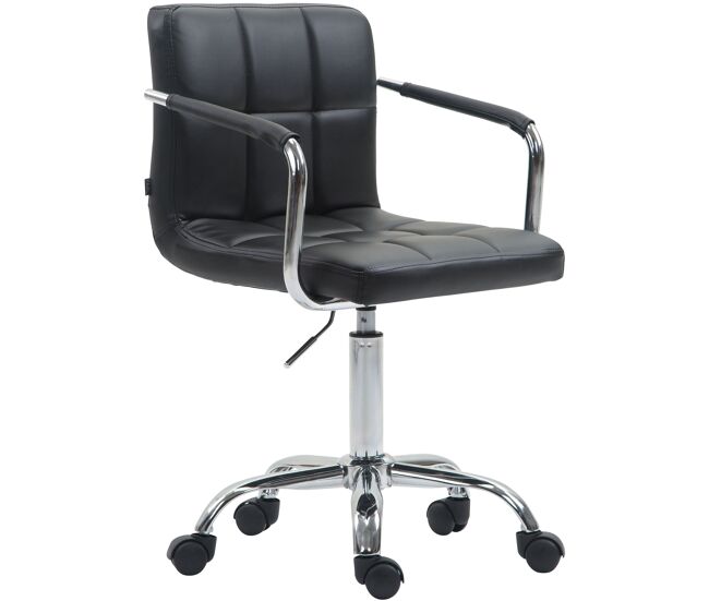 Silla de oficina lucy v2 en cuero pu simil cuero negro 44x52x76 cm
