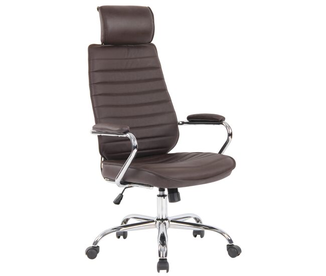 Silla de oficina rako de cuero auténtico marrón 57x59x117 cm