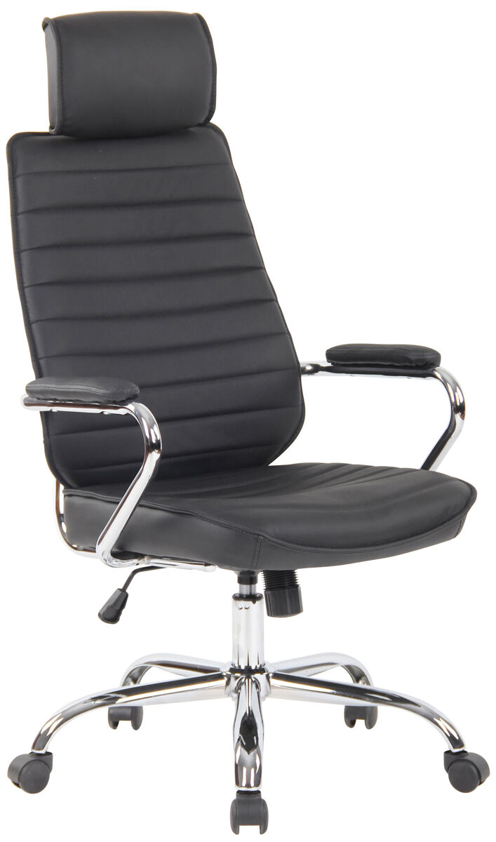 Silla de oficina rako de cuero auténtico negro 57x59x117 cm