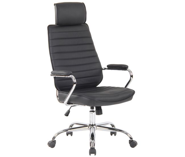 Silla de oficina rako de cuero auténtico negro 57x59x117 cm