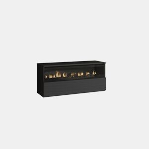 Lareira eléctrica LED, sem aquecimento, 102x45x35cm, 1 abertura, 1 porta, Lareira eléctrica, Suspensa, Suspensão, Estilo moderno, Preto