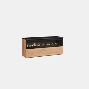 Lareira eléctrica LED, sem aquecimento, 102x45x35cm, 1 abertura, 1 porta, Lareira eléctrica, Suspensa, Suspensão, Estilo moderno, Carvalho e preto