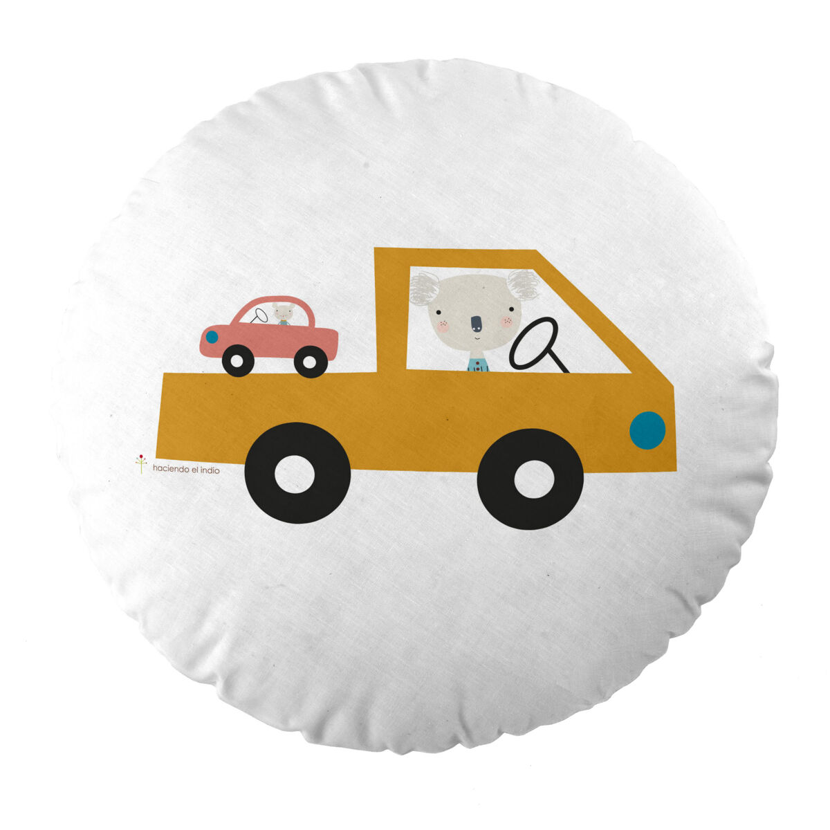 COJIN REDONDO CON RELLENO COCHES