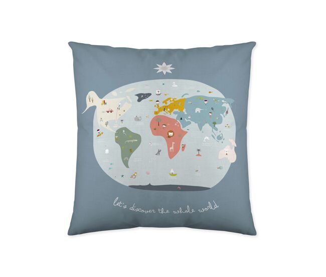 Funda de cojin vacio mapa mundi 40x40 cm