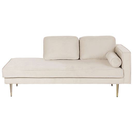 Chaise longue à direita MIRAMAS Veludo Creme Chaise longue à direita MIRAMAS Veludo Creme