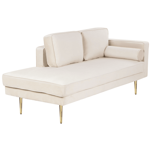 Chaise longue à direita MIRAMAS Veludo Creme Chaise longue à direita MIRAMAS Veludo Creme