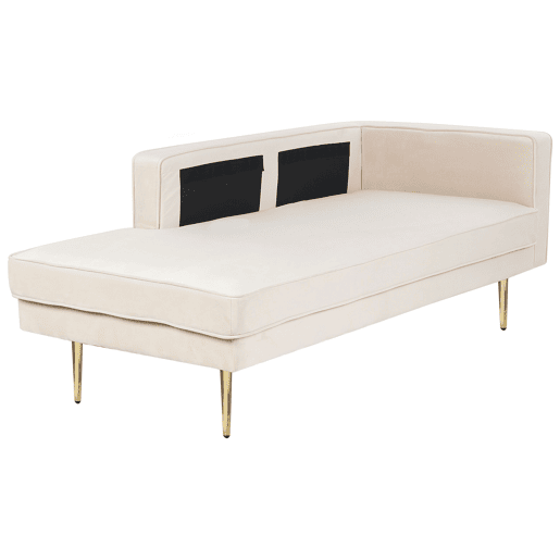 Chaise longue à direita MIRAMAS Veludo Creme Chaise longue à direita MIRAMAS Veludo Creme