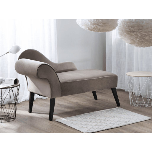 Chaise longue à esquerda BIARRITZ Veludo Taupe