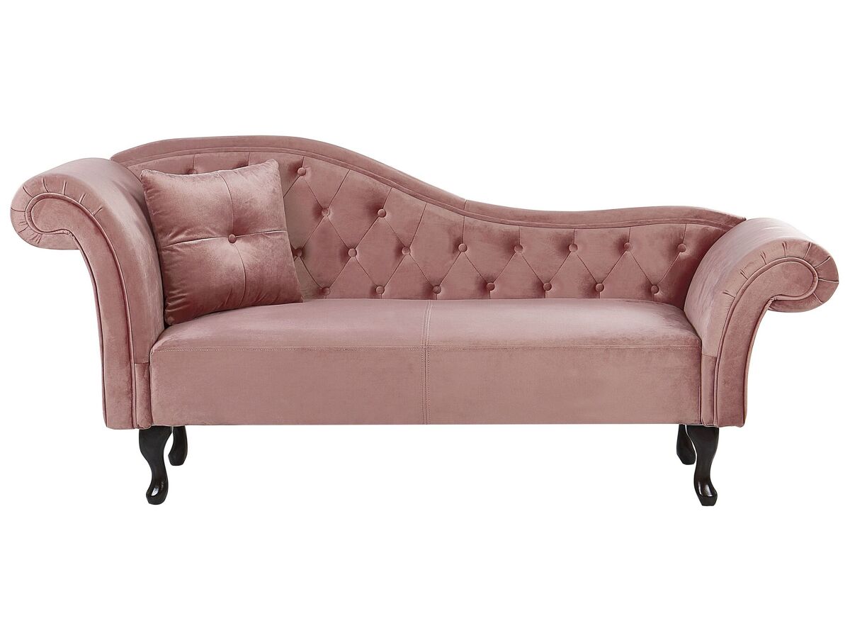 Beliani Chaise longue izquierdo Terciopelo LATTES Rosa