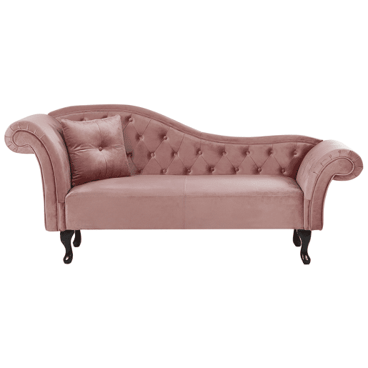 Chaise longue à esquerda LATTES Veludo Rosa Chaise longue à esquerda LATTES Veludo Rosa