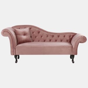 Chaise longue à esquerda LATTES Veludo Rosa