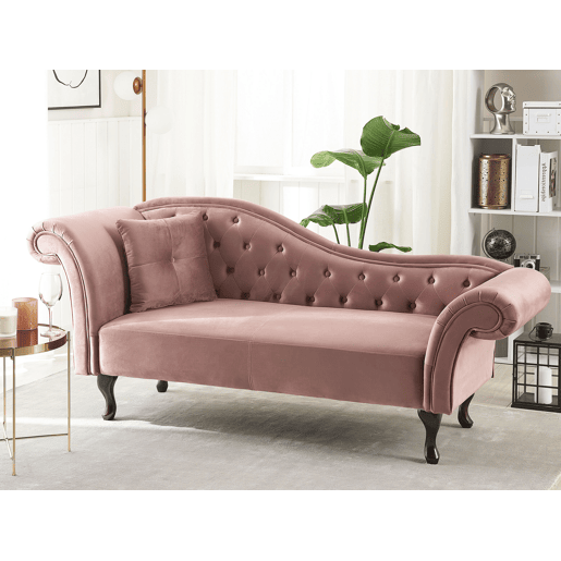 Chaise longue à esquerda LATTES Veludo Rosa Chaise longue à esquerda LATTES Veludo Rosa