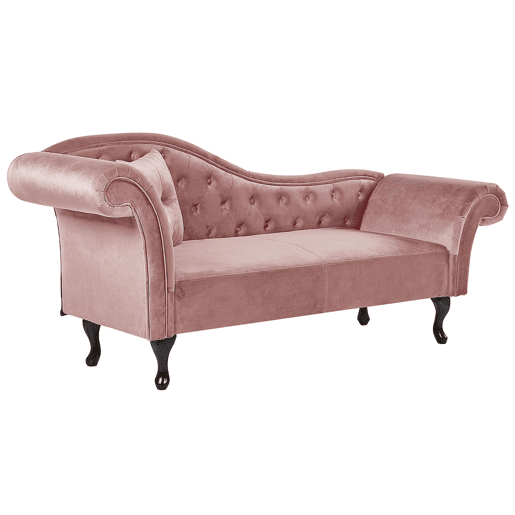 Chaise longue à esquerda LATTES Veludo Rosa Chaise longue à esquerda LATTES Veludo Rosa