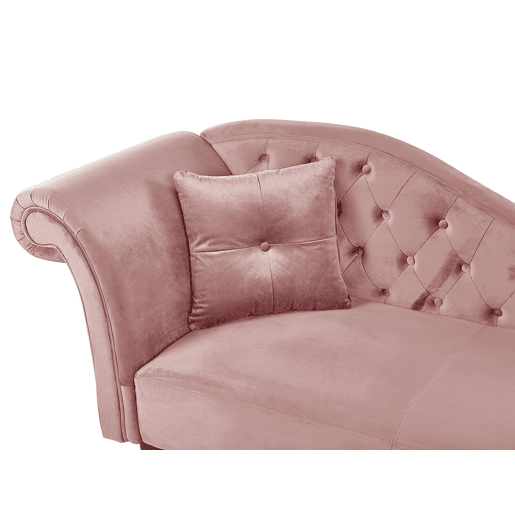 Chaise longue à esquerda LATTES Veludo Rosa Chaise longue à esquerda LATTES Veludo Rosa